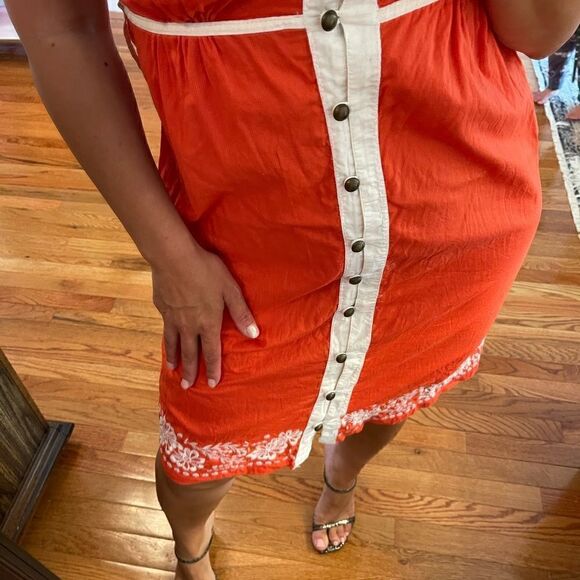 ROXY Orange & White Embroidered Sundress | SZ M - Picture 6 of 17